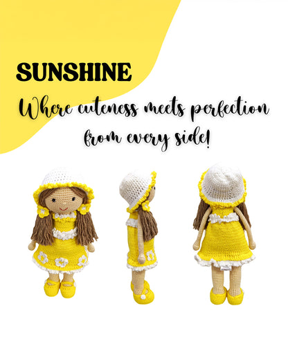 Happy Threads Sunshine Crochet Doll-Handcrafted-Easily Washable-9M+