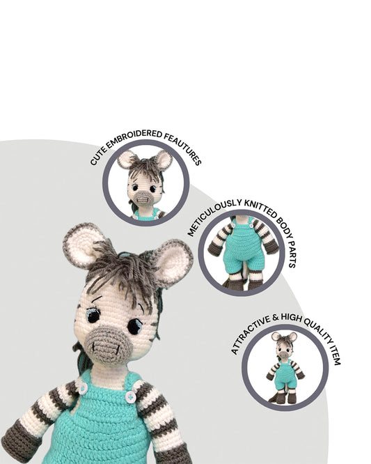 Happy Threads Albert the Zebra Soft Toy-Easily Washable-Plush Cuddly Toy For Newborn