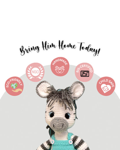 Happy Threads Albert the Zebra Soft Toy-Easily Washable-Plush Cuddly Toy For Newborn