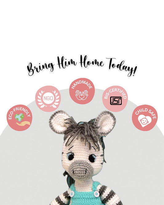 Happy Threads Albert the Zebra Soft Toy-Easily Washable-Plush Cuddly Toy For Newborn