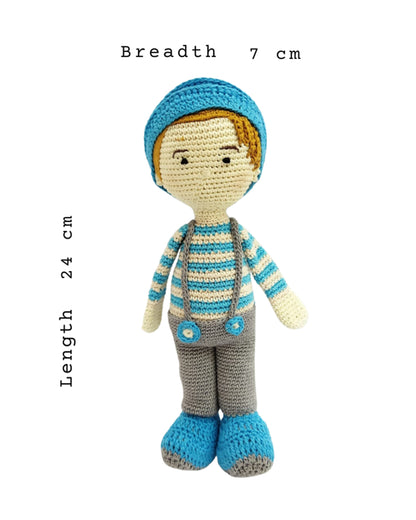 Happy Threads Blake Crochet Boy Doll-Handcrafted-Easily Washable-9M+