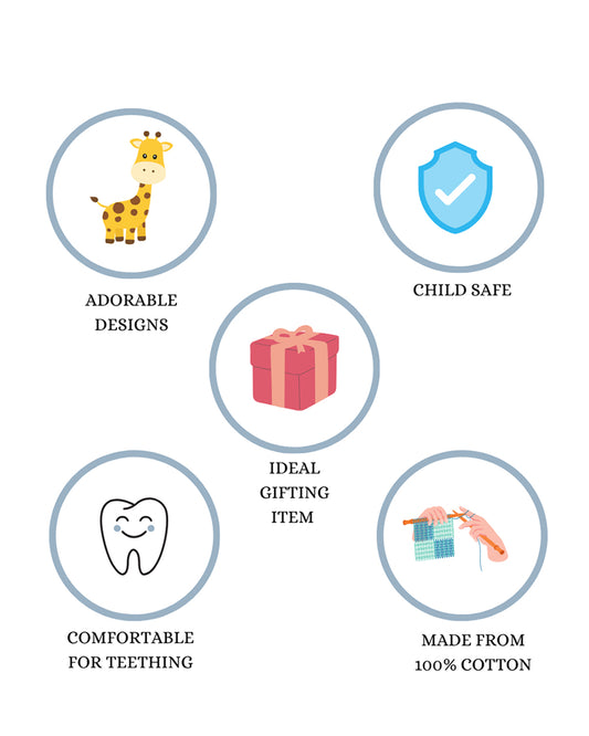 Happy Threads Tiny Trunki Elephant Crochet Rattle Toy-Teething Relief & Easy to Grasp-For Infants