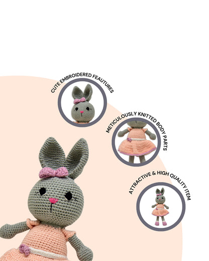 Happy Threads Blossom the Bunny Soft Toy-Easily Washable-Plush Cuddly Toy For Newborn