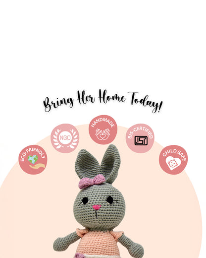 Happy Threads Blossom the Bunny Soft Toy-Easily Washable-Plush Cuddly Toy For Newborn