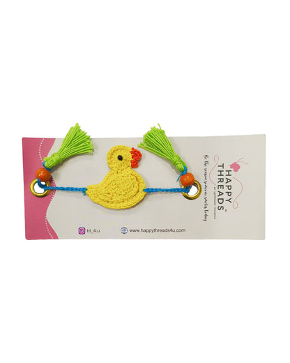 Happy Threads Duck Handmade Crochet Rakhi Band-For Infants