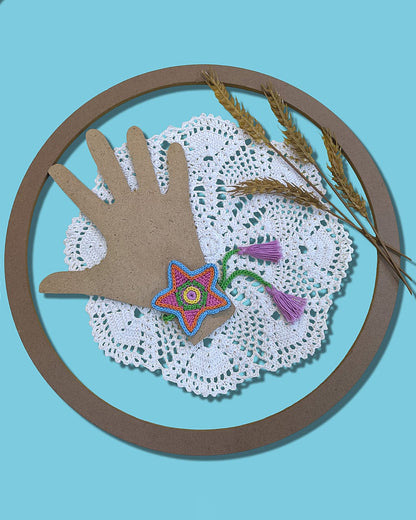 Happy Threads Vibrant Star Shaped Handmade Crochet Rakhi Band-For Infants