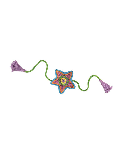 Happy Threads Vibrant Star Shaped Handmade Crochet Rakhi Band-For Infants