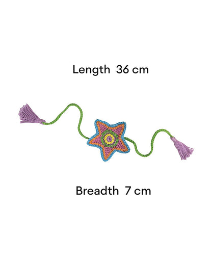 Happy Threads Vibrant Star Shaped Handmade Crochet Rakhi Band-For Infants