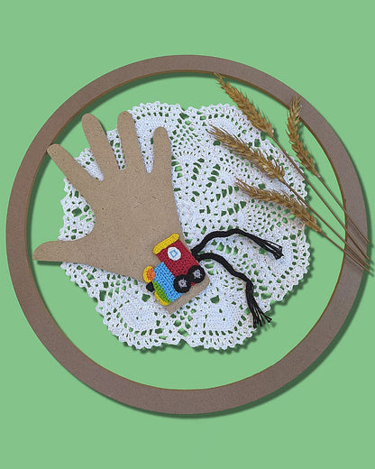 Happy Threads Exclusive Train Handmade Crochet Rakhi Band-For Infants