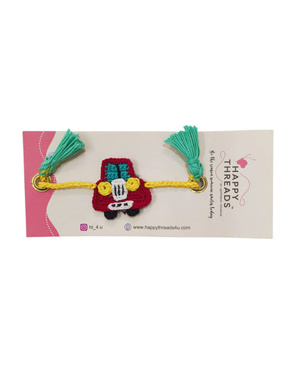 Happy Threads Adorable Jeep Handmade Crochet Rakhi Band-For Infants