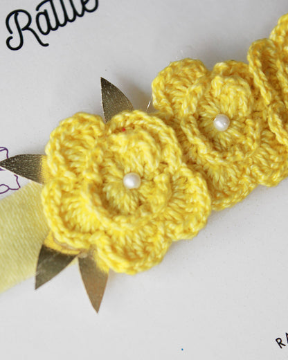 Rattle & Co. Yellow Flower Headband-Solid-Faux Leather-For Infants
