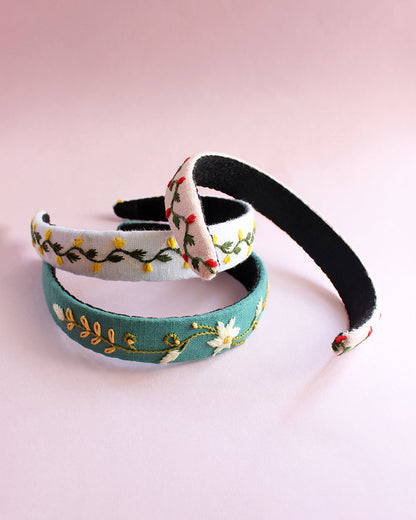 Rattle & Co. Peach Hair Band-Embroidered-Cotton-For Infants