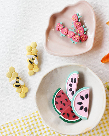 Rattle & Co. Multicolor Hair Clips-Printed-Polymer Clay-Pack of 3-For Infants