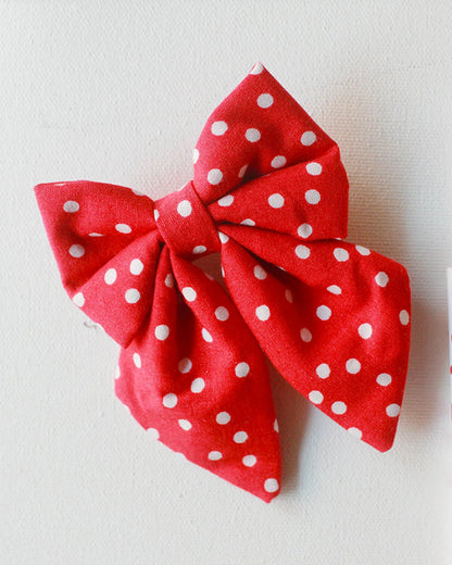 Rattle & Co. Red Hair Clips-Polka Dots-Cotton-For Infants