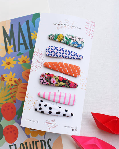 Rattle & Co. Multicolor Hair Clips-Happy Sun-Cotton-Pack of 6-For Infants