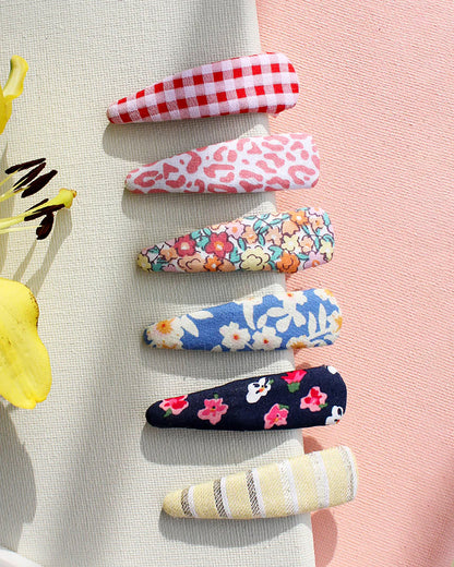 Rattle & Co. Multicolor Hair Clips-Printed-Cotton-Pack of 6-For Infants