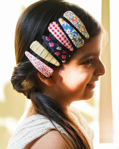 Rattle & Co. Multicolor Hair Clips-Printed-Cotton-Pack of 6-For Infants