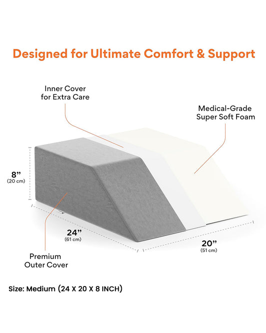Fovera Pregnancy Pillow-Multipurpose Leg Elevation-Grey-Memory Foam-For Maternity