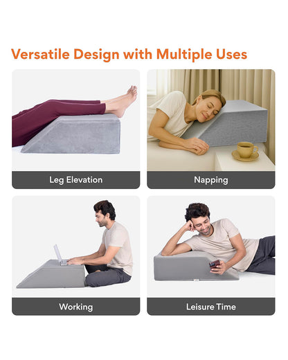 Fovera Pregnancy Pillow-Multipurpose Leg Elevation-Grey-Memory Foam-For Maternity