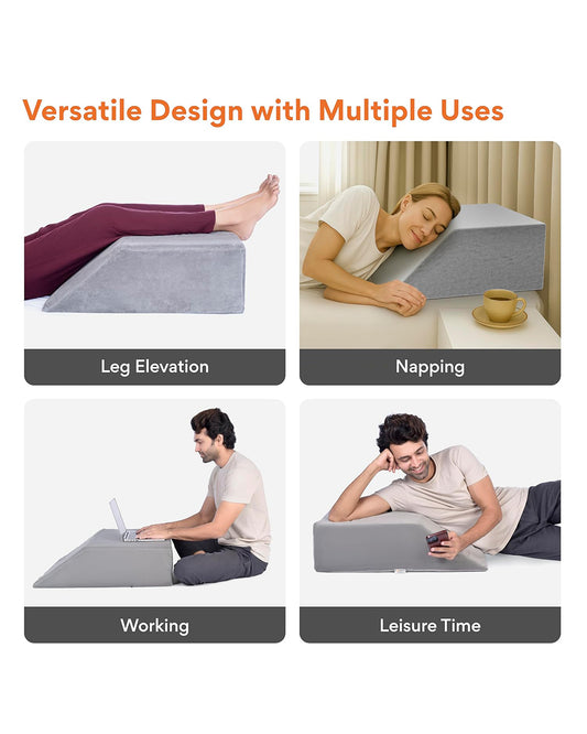 Fovera Pregnancy Pillow-Multipurpose Leg Elevation-Grey-Memory Foam-For Maternity