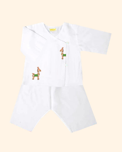 The Almirah White Jhabla Set-Bankura-Cotton-For Infants
