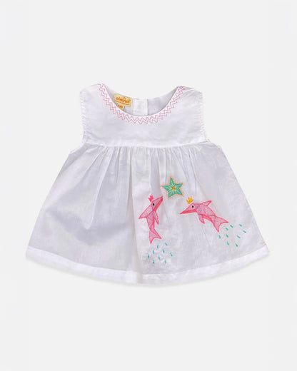 The Almirah White Dress-Dolphins-Cotton-For Infants