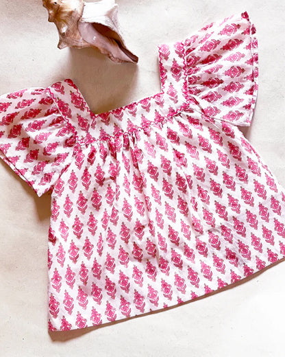 The Almirah White & Pink Dress-Daisy-Cotton-For Infants