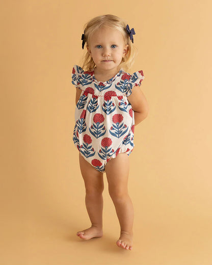 The Almirah White & Red Romper-Roses-Cotton-For Infants
