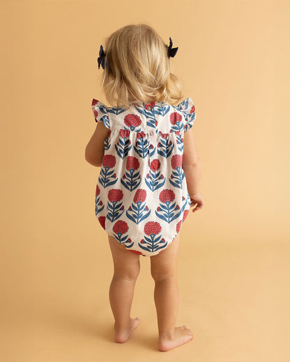 The Almirah White & Red Romper-Roses-Cotton-For Infants