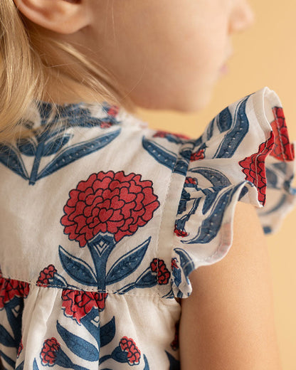 The Almirah White & Red Romper-Roses-Cotton-For Infants