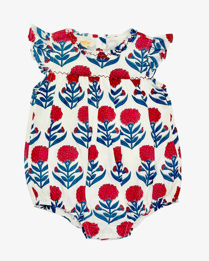 The Almirah White & Red Romper-Roses-Cotton-For Infants