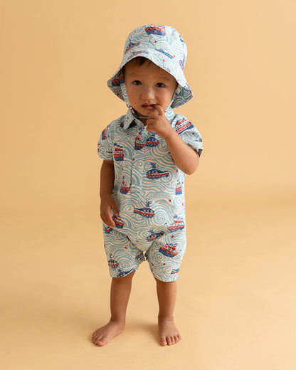 The Almirah Light Blue Half Romper-Ship & Subs-Cotton-For Infants