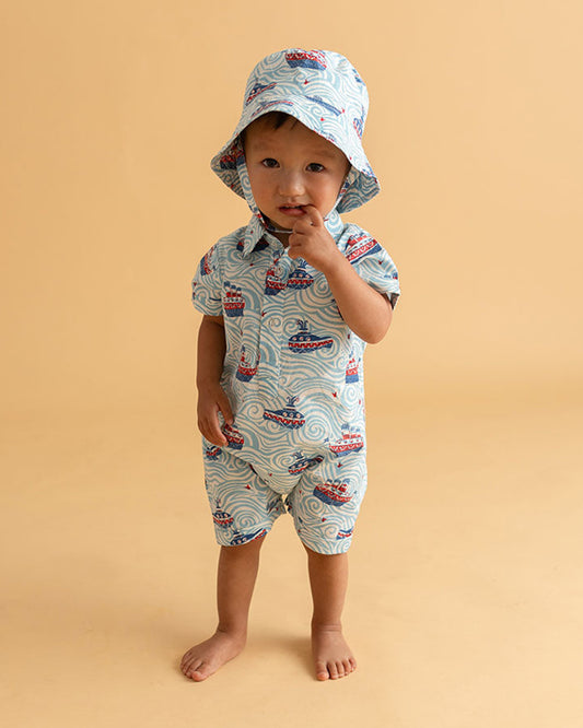 The Almirah Light Blue Half Romper-Ship & Subs-Cotton-For Infants