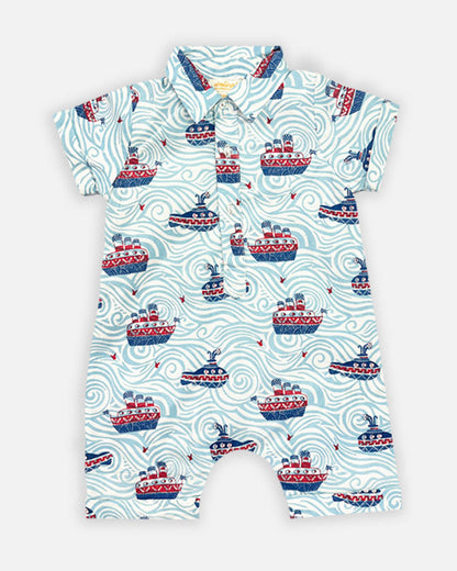 The Almirah Light Blue Half Romper-Ship & Subs-Cotton-For Infants