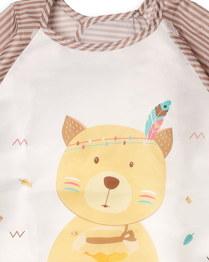 Kicks & Crawl Animal Friends Full Sleeve Bibs-Pack of 2-Velcro Closure with Food Catching Pouch -0M to 24M