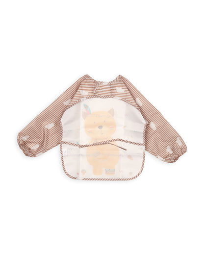 Kicks & Crawl Animal Friends Full Sleeve Bibs-Pack of 2-Velcro Closure with Food Catching Pouch -0M to 24M