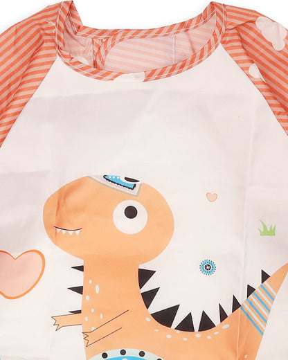 Kicks & Crawl Animal Friends Full Sleeve Bibs-Pack of 2-Velcro Closure with Food Catching Pouch -0M to 24M