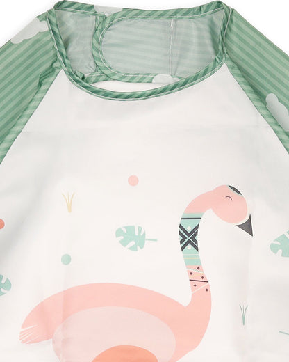 Kicks & Crawl Animal Land Full Sleeve Bibs-Pack of 2 - Velcro Closure with Food Catching Pouch - 0M to 24M