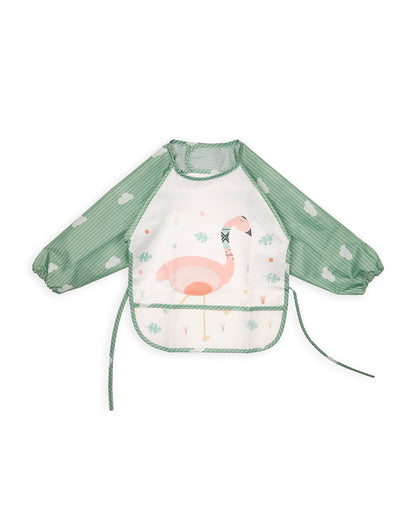 Kicks & Crawl Animal Land Full Sleeve Bibs-Pack of 2 - Velcro Closure with Food Catching Pouch - 0M to 24M