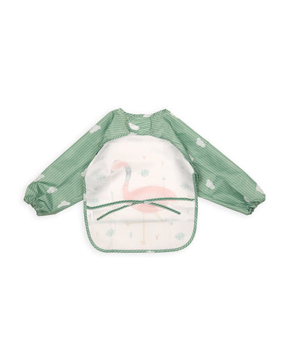 Kicks & Crawl Animal Land Full Sleeve Bibs-Pack of 2 - Velcro Closure with Food Catching Pouch - 0M to 24M