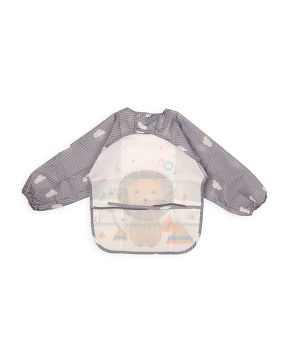 Kicks & Crawl Animal Land Full Sleeve Bibs-Pack of 2 - Velcro Closure with Food Catching Pouch - 0M to 24M