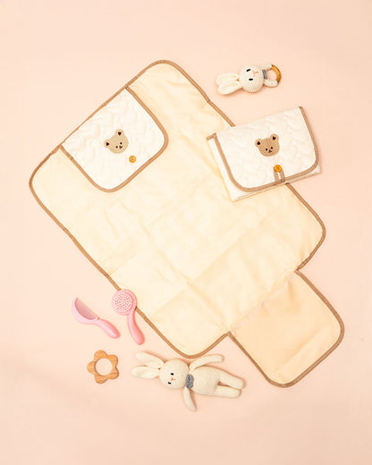 Kicks & Crawl Foldable Diaper Changing Mat-With Soft Quilted Design-Baby Bear