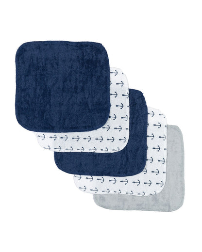 Kicks & Crawl Hooded Baby Bath Towel Set-With 5 Wash Cloths-Cotton-Baby Caption