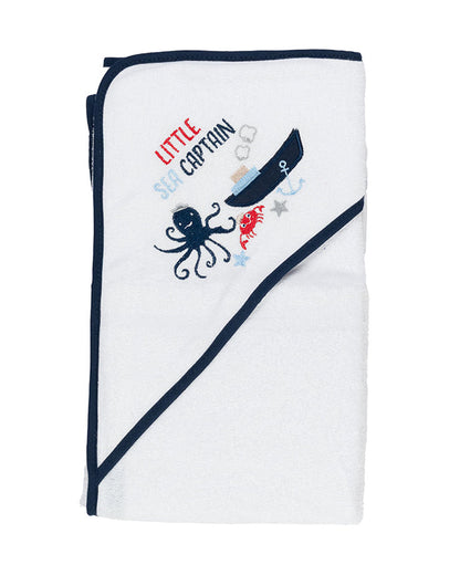 Kicks & Crawl Hooded Baby Bath Towel Set-With 5 Wash Cloths-Cotton-Baby Caption