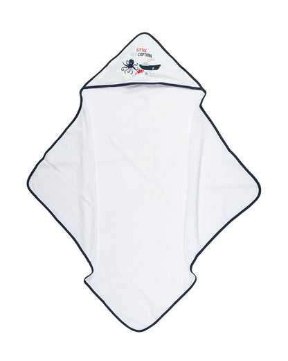 Kicks & Crawl Hooded Baby Bath Towel Set-With 5 Wash Cloths-Cotton-Baby Caption