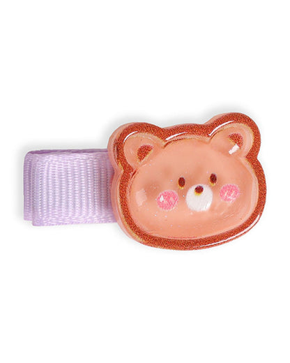 Kicks & Crawl Lavender Hair Clips-Bear Bloom-Metal-Pack of 5-For Infants