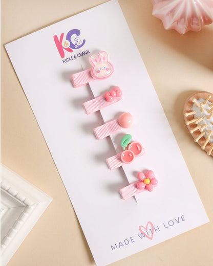 Kicks & Crawl Peach Hair Clips-Bow-tiful-Metal-Pack of 5-For Infants