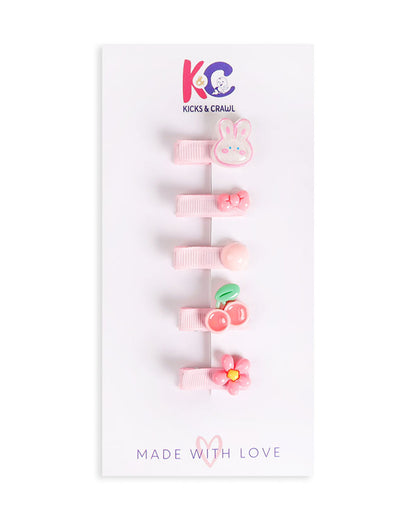 Kicks & Crawl Peach Hair Clips-Bow-tiful-Metal-Pack of 5-For Infants