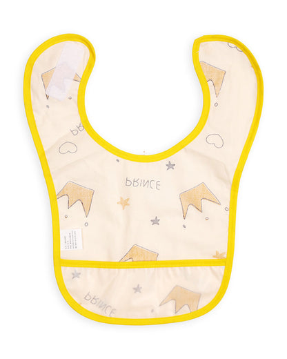 Kicks & Crawl Boys N Drool Reusable Plastic Bibs-Pack of 3 - Velcro Closure with Food Catching Pouch - For Infants