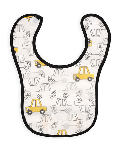 Kicks & Crawl Boys N Drool Reusable Plastic Bibs-Pack of 3 - Velcro Closure with Food Catching Pouch - For Infants